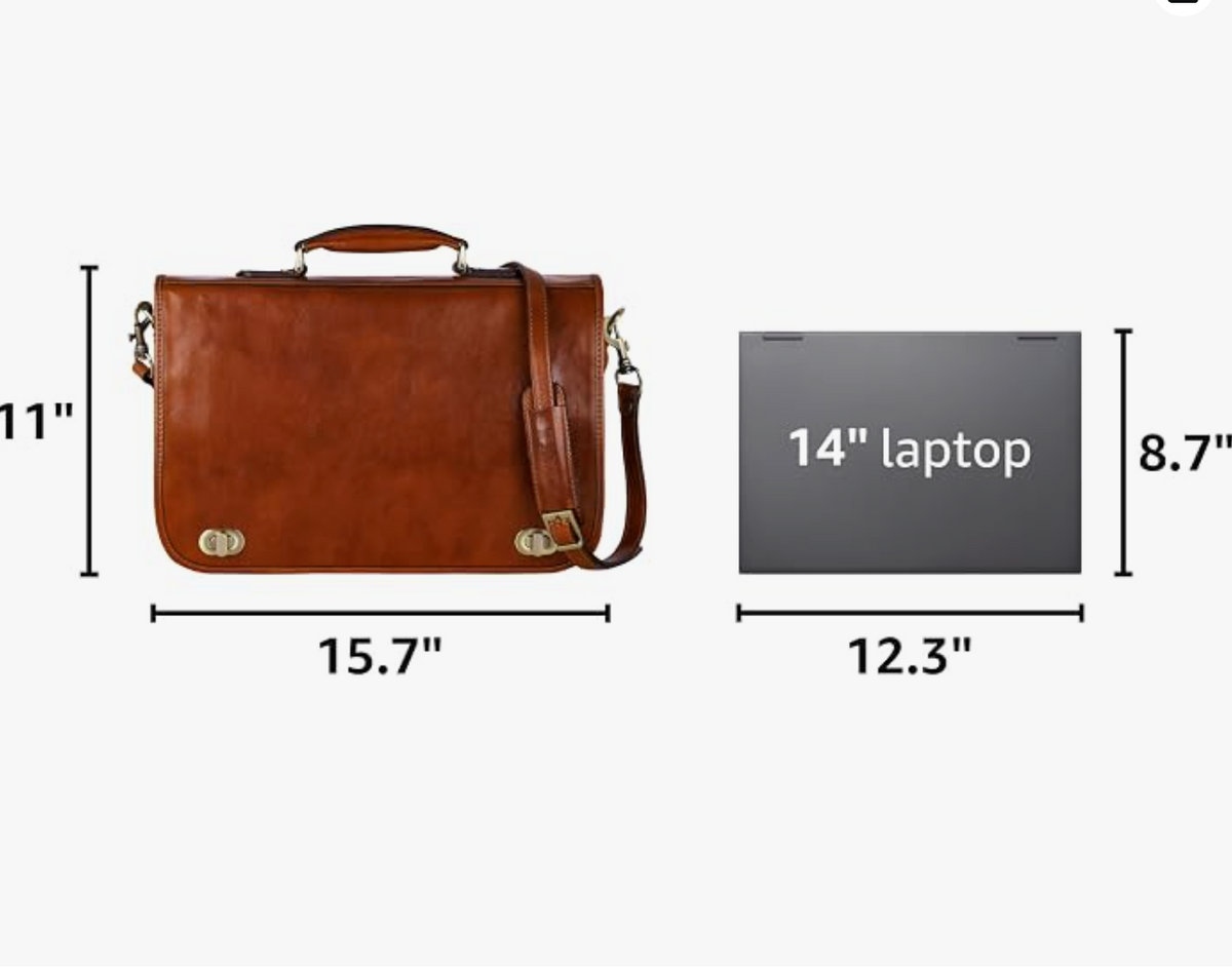 Men's Vintage Genuine Leather Briefcase | Italian Full-Grain Cowhide Laptop Bag | Business Handbag & Crossbody | Premium Gift Box