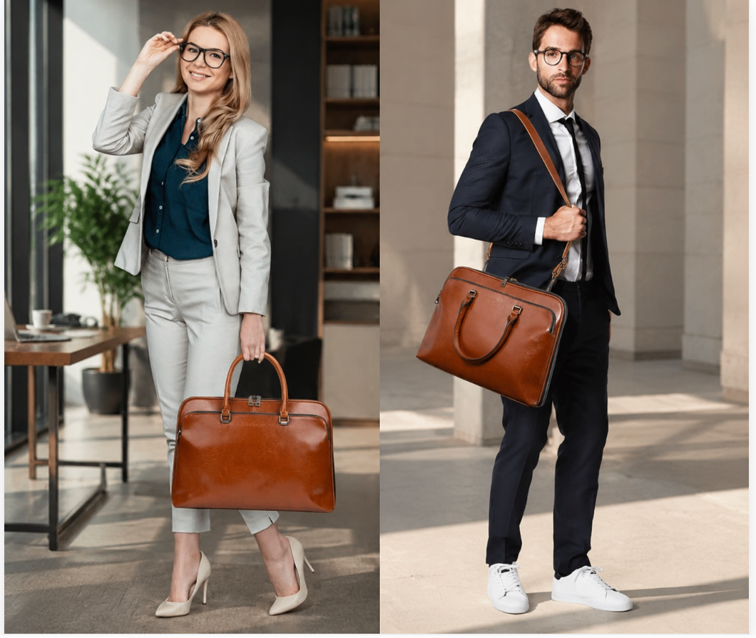 Premium Genuine Leather Laptop Briefcase – Professional Business Bag