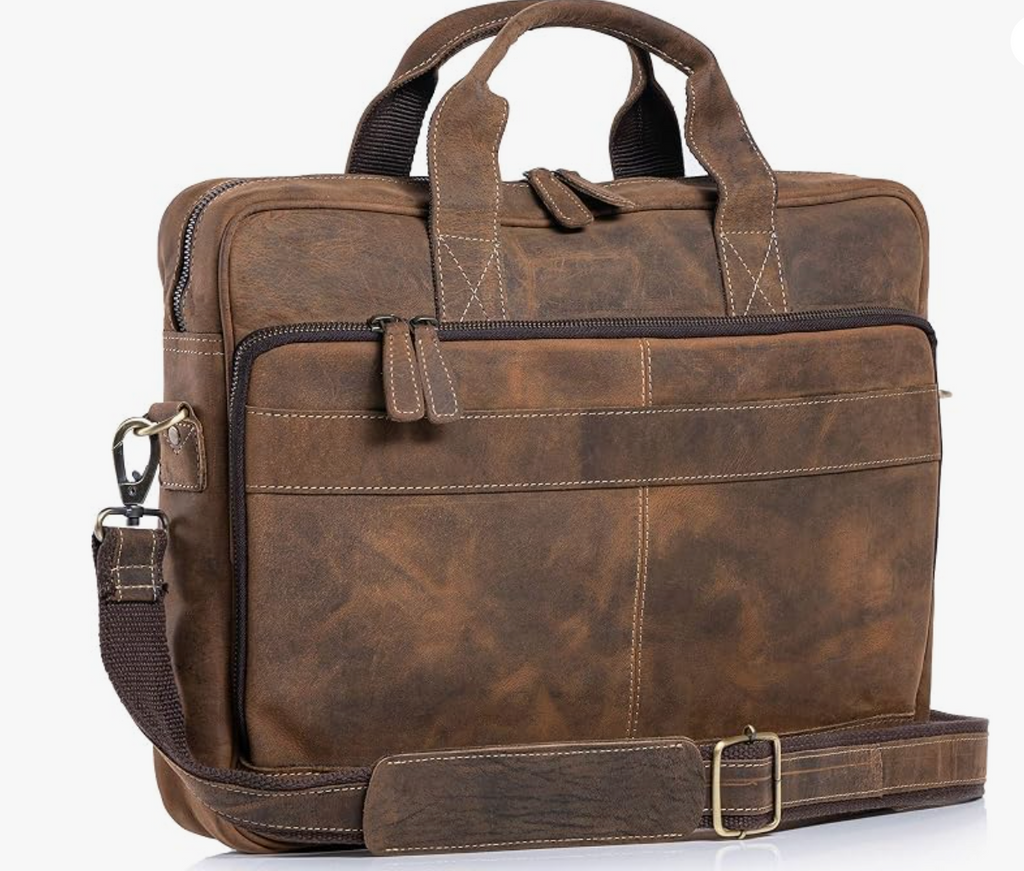 Genuine Leather Briefcase | 16" Laptop Messenger Bag for Men & Women