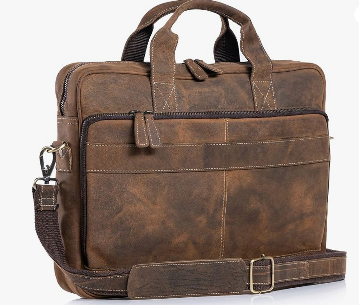 Genuine Leather Briefcase | 16" Laptop Messenger Bag for Men & Women