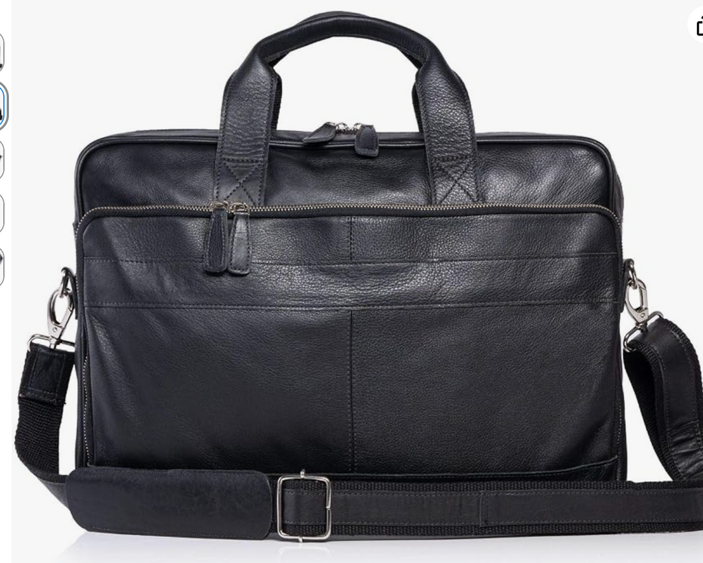 Genuine Leather Briefcase | 16" Laptop Messenger Bag for Men & Women | Office Work Business Shoulder Bag | Adjustable Strap & Laptop Compartment