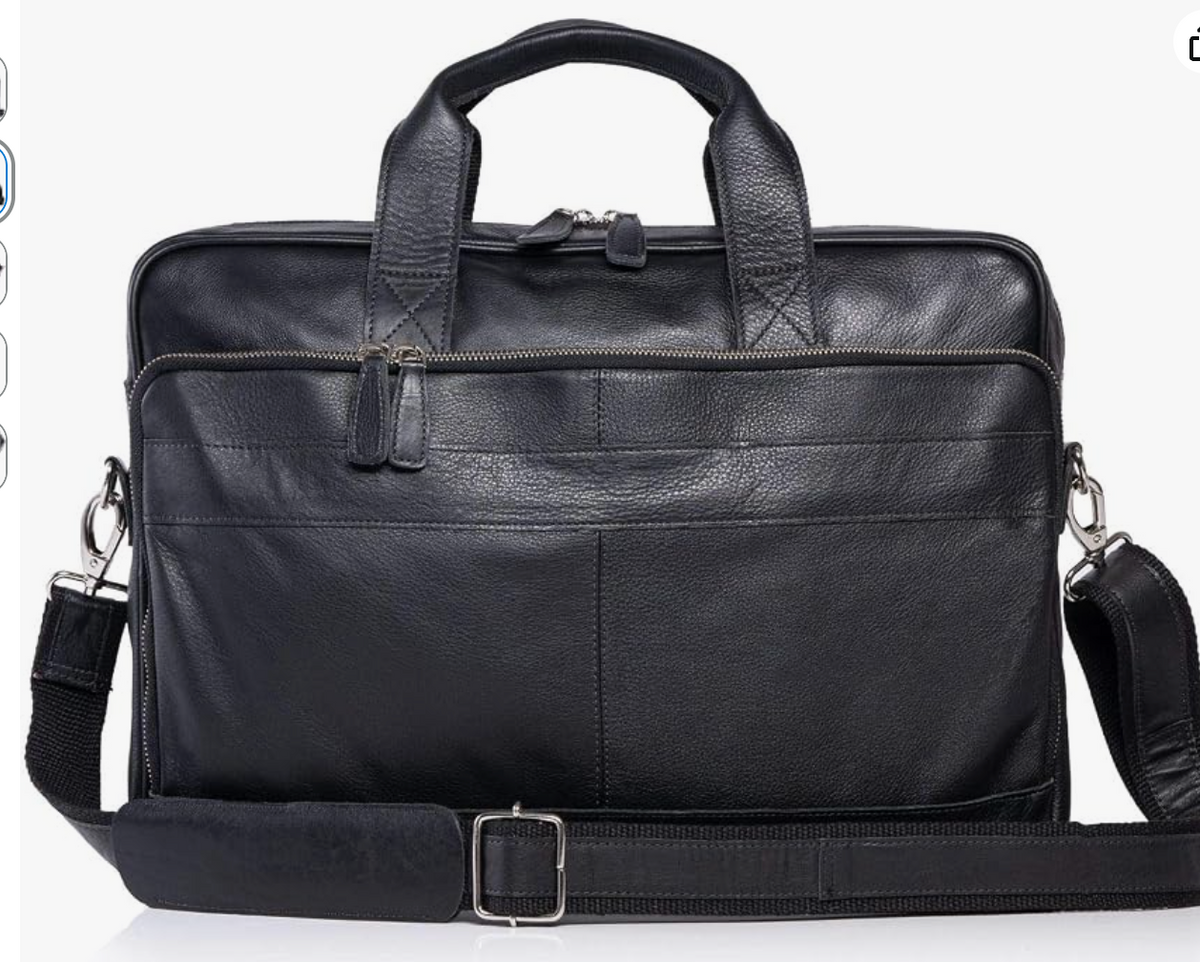 Genuine Leather Briefcase | 16" Laptop Messenger Bag for Men & Women | Office Work Business Shoulder Bag | Adjustable Strap & Laptop Compartment