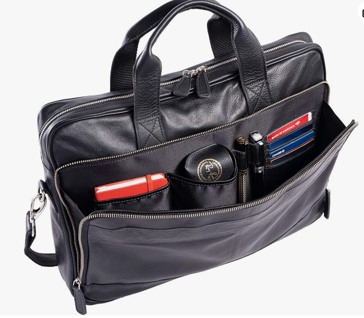 Genuine Leather Briefcase | 16" Laptop Messenger Bag for Men & Women | Office Work Business Shoulder Bag | Adjustable Strap & Laptop Compartment