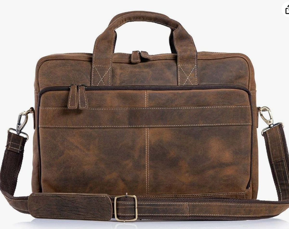 Genuine Leather Briefcase | 16" Laptop Messenger Bag for Men & Women