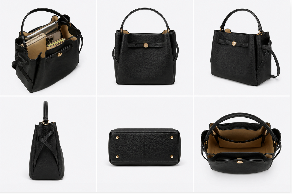 Women's Genuine Leather Structured Tote Bag – Large Capacity Top Handle Shoulder Bag