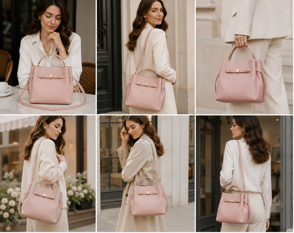 Women's Genuine Leather Structured Tote Bag – Large Capacity Top Handle Shoulder Bag