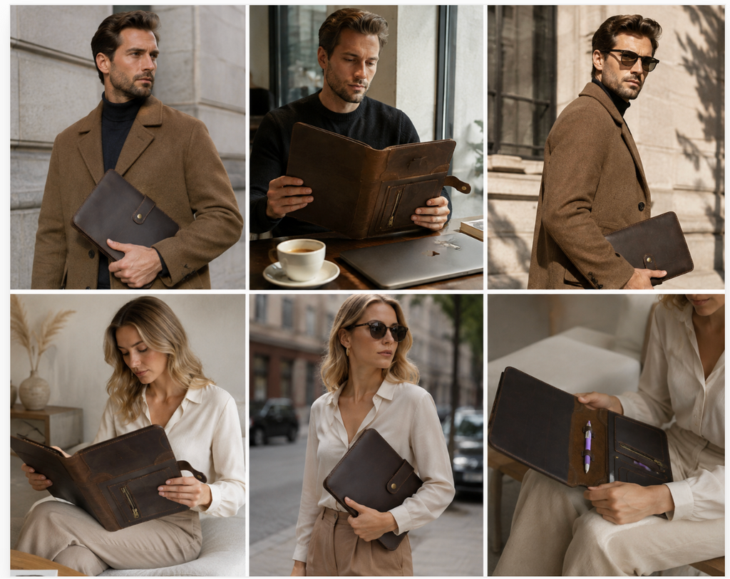 Custom Leather Portfolio Organizer – A5 Notebook & Bible Cover | OEM / ODM Manufacturer