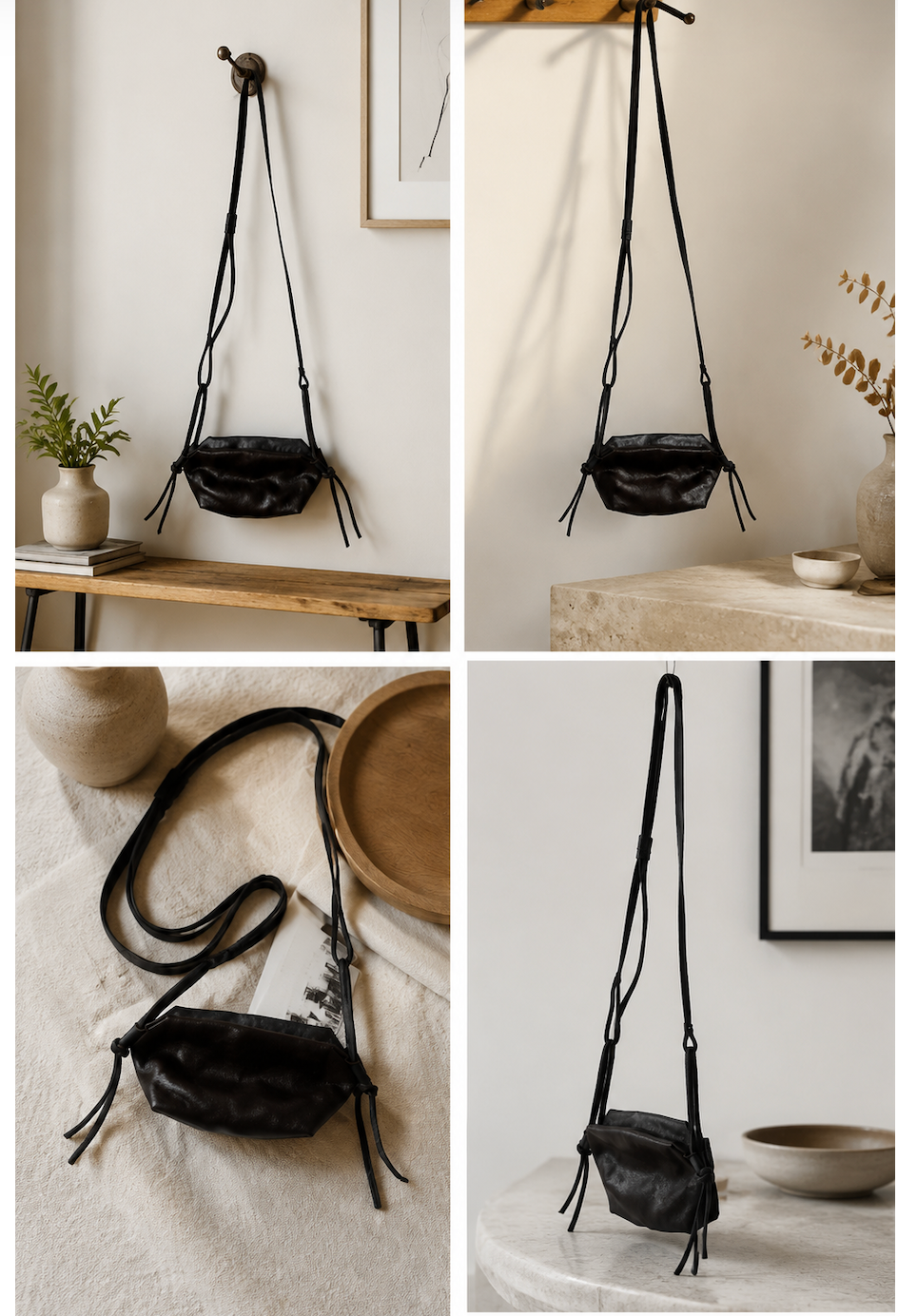 Premium Veg-Tanned Leather Crossbody Bag | Casual Minimalist Fashion Purse