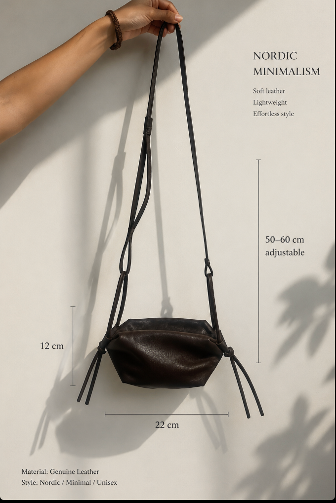 Premium Veg-Tanned Leather Crossbody Bag | Casual Minimalist Fashion Purse