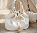 Elegant Genuine Leather Ruched Shoulder Bag