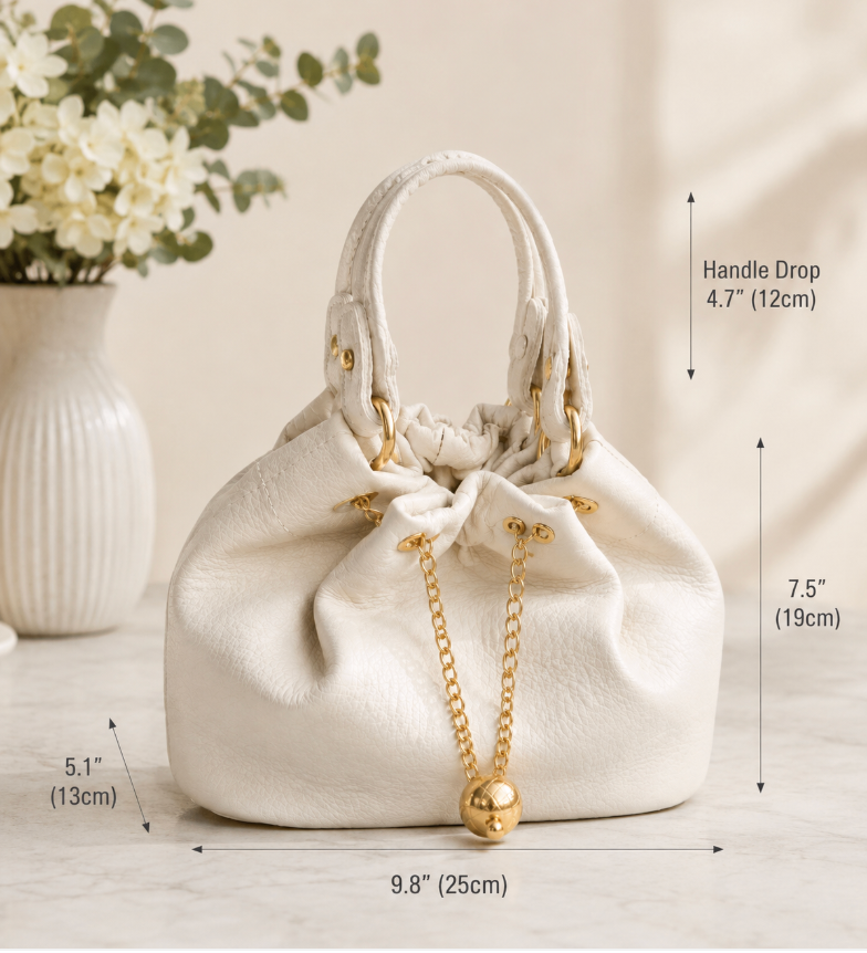 Elegant Genuine Leather Ruched Shoulder Bag
