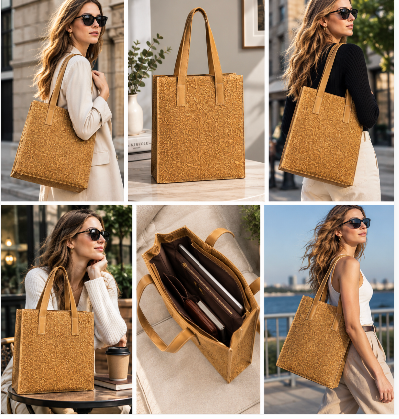 Luxury Embossed Floral Tote Bag – Elegant Everyday Carry